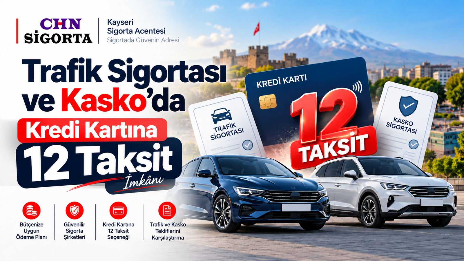 Trafik Sigortası ve Kaskoda Kredi Kartına 12 Taksit İmkanı